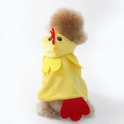 Cute Chicken Dog Pet Costume Funny Hoodie with D-Ring for Small Dogs And Cats Cosplay Outfit for Halloween And Christmas Parties