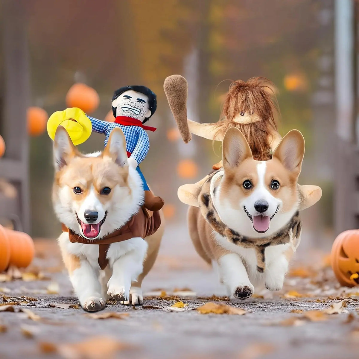 Dog Halloween Costume Funny Dog Cowboy Riding Costume Pet Costume Cat Suit Cowboy Rider Style for Small Medium Large Dogs (Primitive Man, Medium)