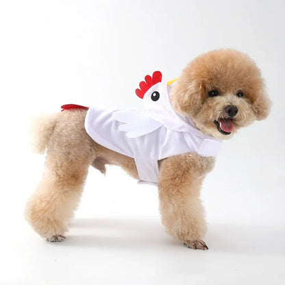 Cute Chicken Dog Pet Costume Funny Hoodie with D-Ring for Small Dogs And Cats Cosplay Outfit for Halloween And Christmas Parties
