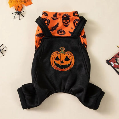Halloween Pet Four-legged Costume All-over Jack-o'-Lantern Print Stretchy Polyester Material Easy Pull-on Closure for Halloween Party Daily Wear Small Pet Lovers dog costume dog halloween