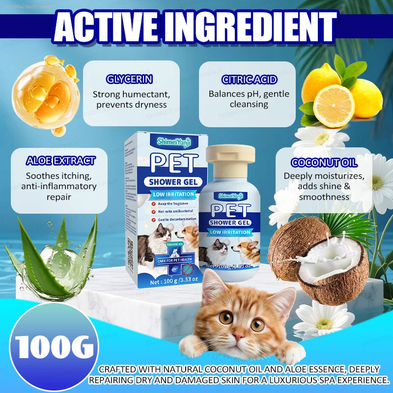 Pet Odor Control Bath Wash Moisturizing Cat Dog Shampoo Residue Free Mild Grooming Accessories