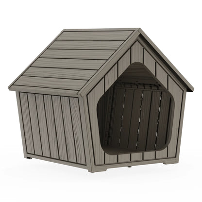Gable Roof Plastic Pet House, Waterproof Outdoor Dog Shelter, Ventilated Pet Cabin for Backyard Garden