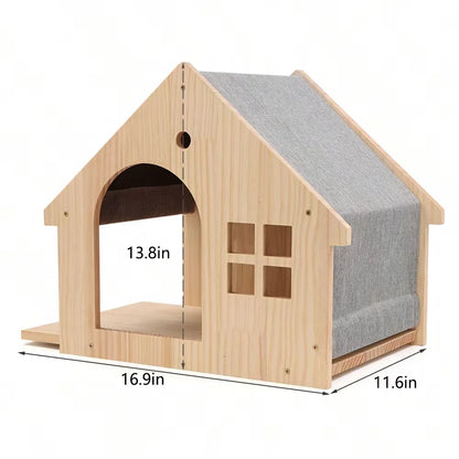 1pc Wall Mounted Cat Condo Villa Wooden Cats Climbing Floating Shelf Kitten House Wall Furniture for Sleeping and Resting