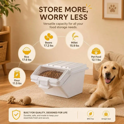 2 Pack Dog Food Storage Container with Scoop, 2 x 10L Large Airtight Pet Dog Food Bin,Container for Dog Treats Rice,Dog Cat Dry Food Bin,Baking Supplies,Flour,Rice,Kitchen