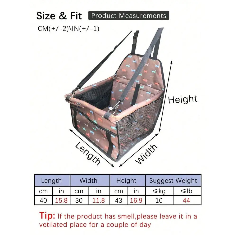 Pet Car Seat, Pet Carrier Basket For Dog And Cat, Pet Car Travel Bag, Car Front Seat Pet Barrier. Made Of 600D Thick Oxford Fab