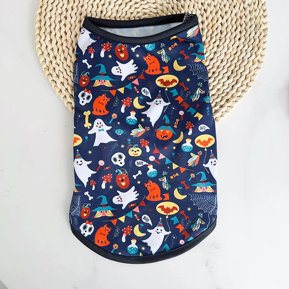 Halloween Puppy Cat Dog Vest Pumpkin Ghost Print Pet Clothes for Small Dogs Chiahuahua Pomeranian Vests mascotas Clothing Shirt