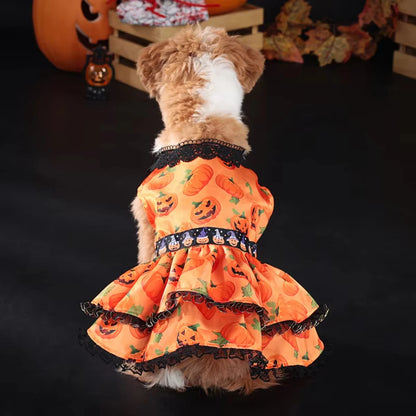 1pcs popular Halloween pet supplies dog clothes costumes pumpkin skirts and small dog clothes