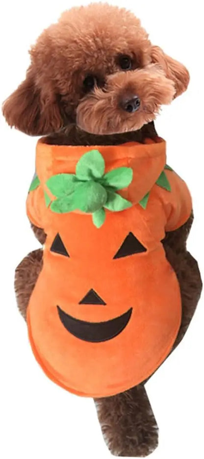 Dog Cat Halloween Pumpkin Costume,Pet Cosplay Costumes,Puppy Warm Outfits Fleece Hoodie Animal Autumn Winter Clothes (M Size) |   Fleece Hoodie Animal Autumn Winter Clothes (M Size)