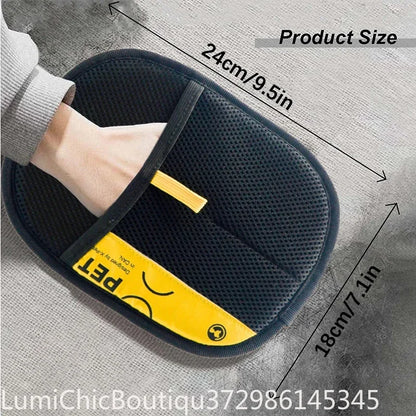 2‑in‑1 Electrostatic Pet Hair Remover Glove Reusable Washable Grooming Glove With Lint Roller Brush Safe Fur Removal For Cats Dogs