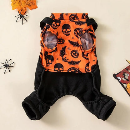 Halloween Pet Four-legged Costume All-over Jack-o'-Lantern Print Stretchy Polyester Material Easy Pull-on Closure for Halloween Party Daily Wear Small Pet Lovers dog costume dog halloween