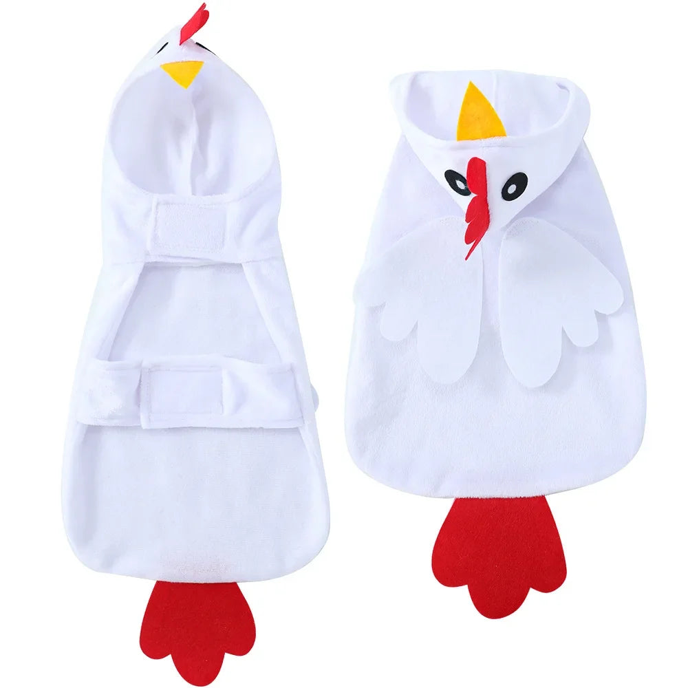 Cute Chicken Dog Pet Costume Funny Hoodie with D-Ring for Small Dogs And Cats Cosplay Outfit for Halloween And Christmas Parties