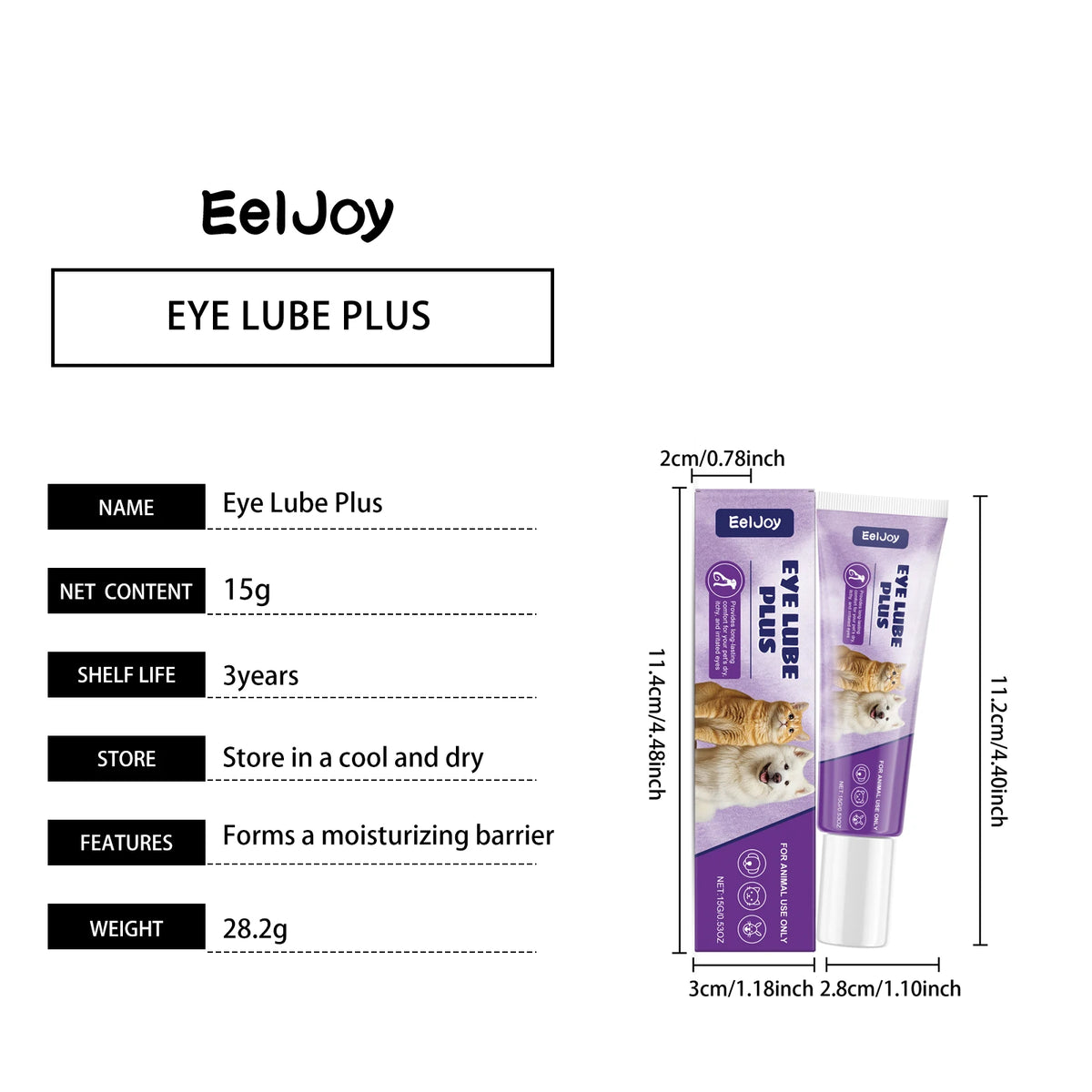 Dog Cat Eye Ointment Gel Dry Eyes Relief Moisturizer Soothing Gentle Care Balm Tear Stain Remover for Puppy Kitten Sensitive Area Daily Hygiene Treatment No Irritant Lightweight Non Sticky Portable 15g Safe Natural Effective