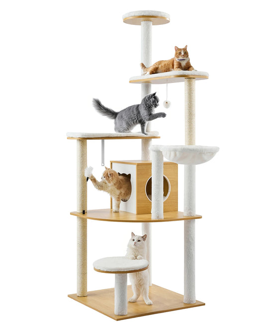 VEVOR Large Cat Tree 68.9inch Tall Multi-level Cat Condo Furniture Activity Center with Cozy Perches Big Kitten House for Indoor