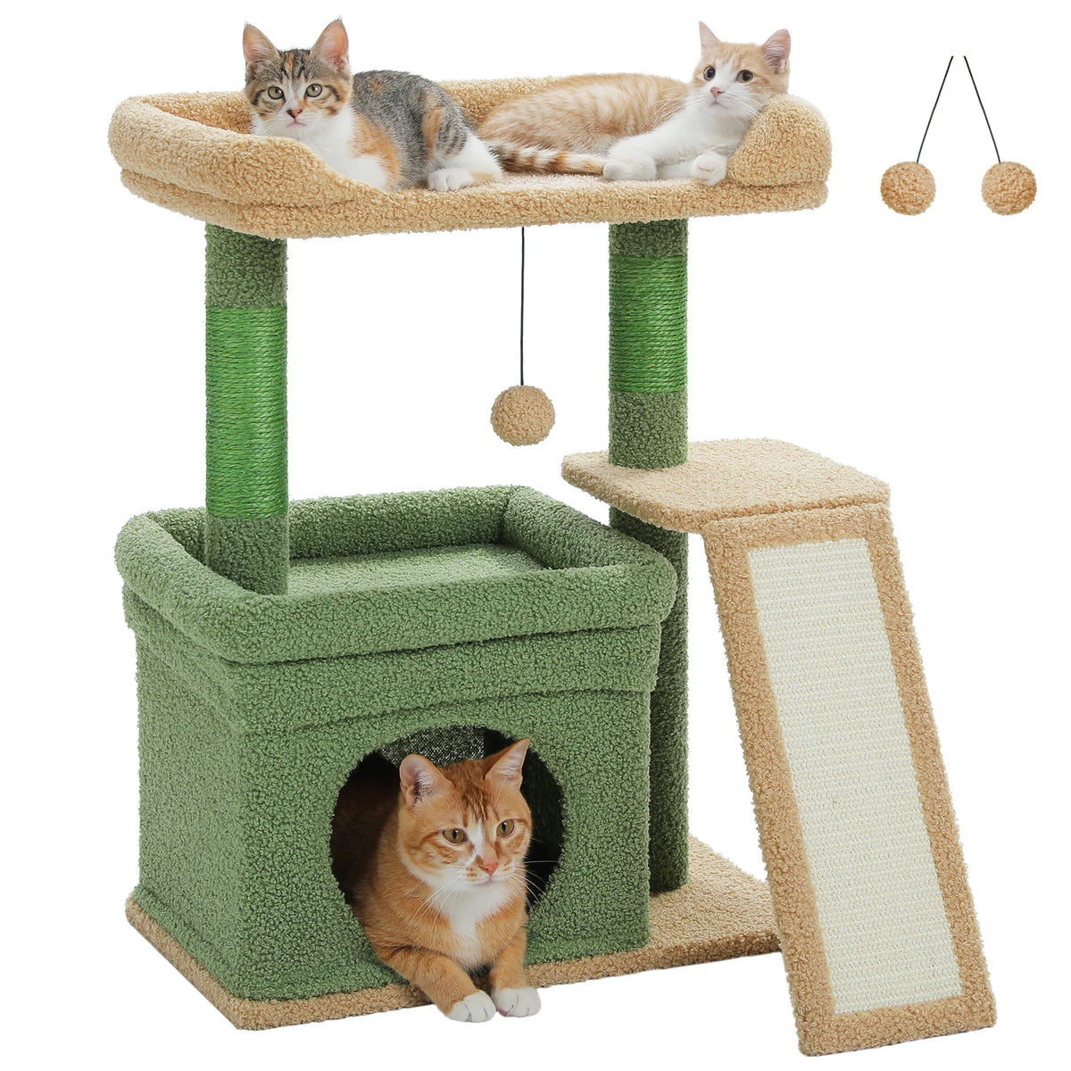 Small Cat Tree for Indoor Cat Tower with Sisal Scratching Post and Pad Wide Top Perch Large Cat Condo Cat Scratchers Cat Toys