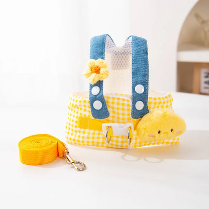 3Pcs Spring Summer Pet Dog Clothes For Small Dogs Cats Puppies Chest Harness Traction Rope Breathable Fabric Clothing Supplies