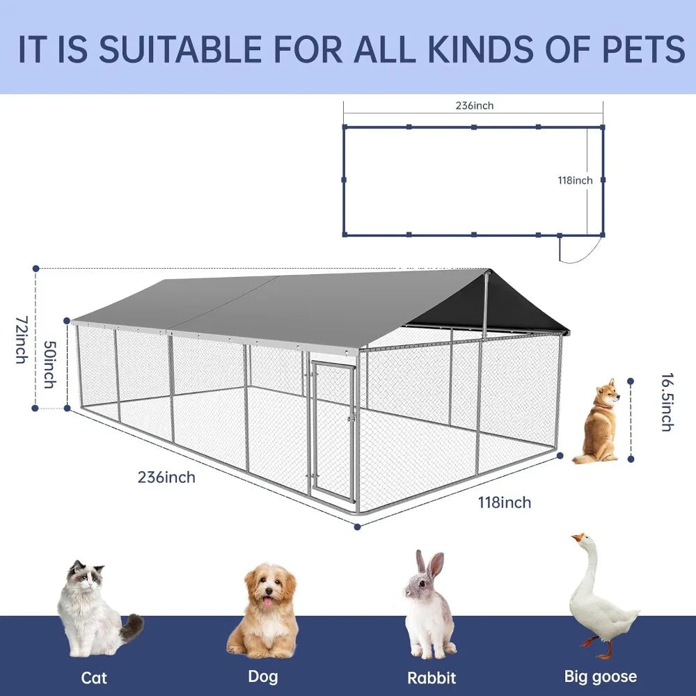 Outdoor Dog Enclosure: Heavy Duty Mesh Kennel House with Secure Lock