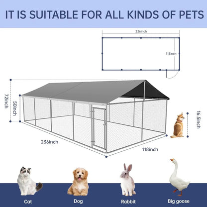 Outdoor Dog Enclosure: Heavy Duty Mesh Kennel House with Secure Lock