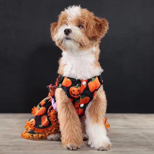 1pcs popular Halloween pet supplies dog clothes costumes pumpkin skirts and small dog clothes