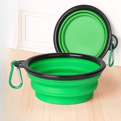 Portable Foldable Pet Bowl 350ml 1000ml Plastic Water and Food Bowl for Dogs Cats Collapsible Bowl with Buckle Black Frame Leak Proof Easy Grip Handle for Camping Hiking Travel Home Use Pet Travel Essential