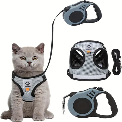 Pets Collar, Harness, Cats Pet Products Kitten Accessories Goods Kittens Harness Leash Things Breast-band Supplies For Cat Home