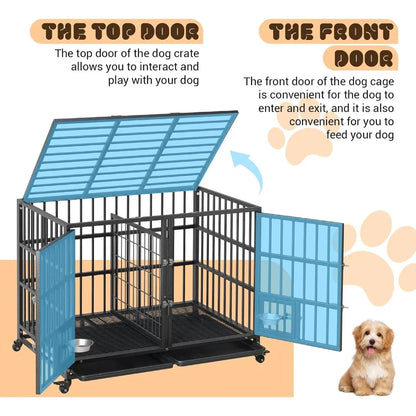 Garvee Metal Heavy Duty Dog Crate for Dogs Large Dog Cage with Removable Tray Easy Assemble Dog Kennel with Double-Latch Locks