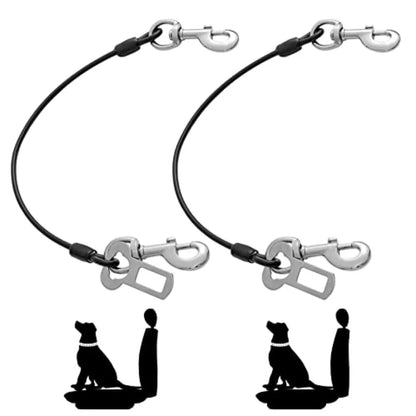 Dog Seat Belt Harness for Car, 2pcs Dog Seatbelt of Coated Wire Leash Safety Restraint, No Chew Tether Cable Vehicle Dogs Acces