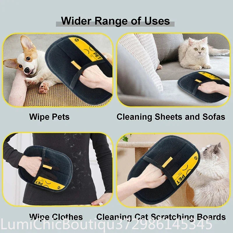 2‑in‑1 Electrostatic Pet Hair Remover Glove Reusable Washable Grooming Glove With Lint Roller Brush Safe Fur Removal For Cats Dogs