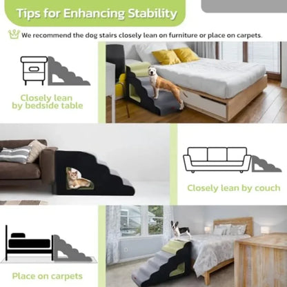Dog Stairs for High Bed, 30 Inch Height 6 Steps Soft Foam Spliced Dog Steps for Bed, Non-Slip Sturdy Pet Stairs, Ramp for Small