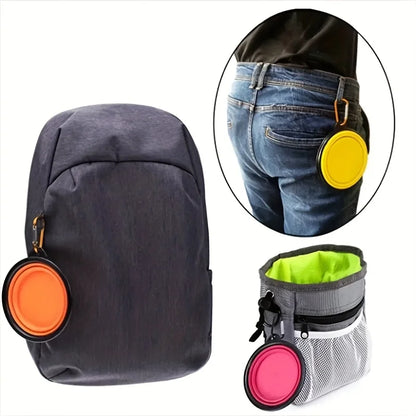 Portable Foldable Pet Bowl 350ml 1000ml Plastic Water and Food Bowl for Dogs Cats Collapsible Bowl with Buckle Black Frame Leak Proof Easy Grip Handle for Camping Hiking Travel Home Use Pet Travel Essential