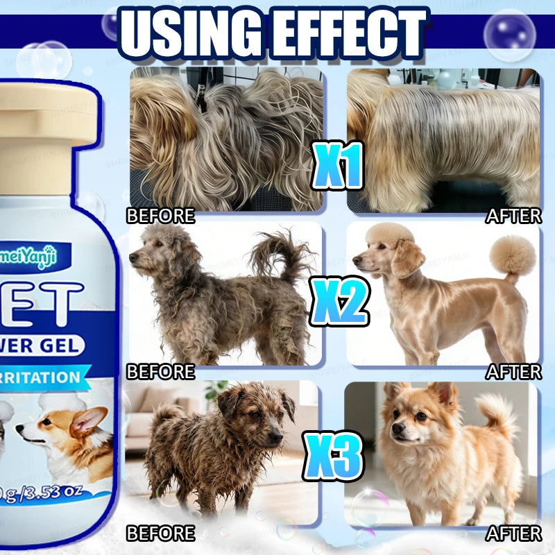 Long-Lasting Deodorizing Pet Shampoo — Deep-Cleansing Bath Wash for Cats and Dogs, Leaving Fur Smooth and Shiny