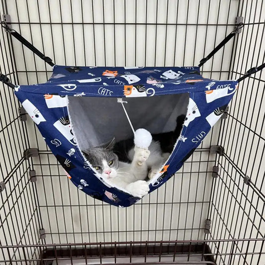 Pet Cage Hammock Cat Hammock Double Layer Cage Cat Window Perches Pet Cage Bed Soft Pet Bed Cat Swing Hammock Soft Plush Hung