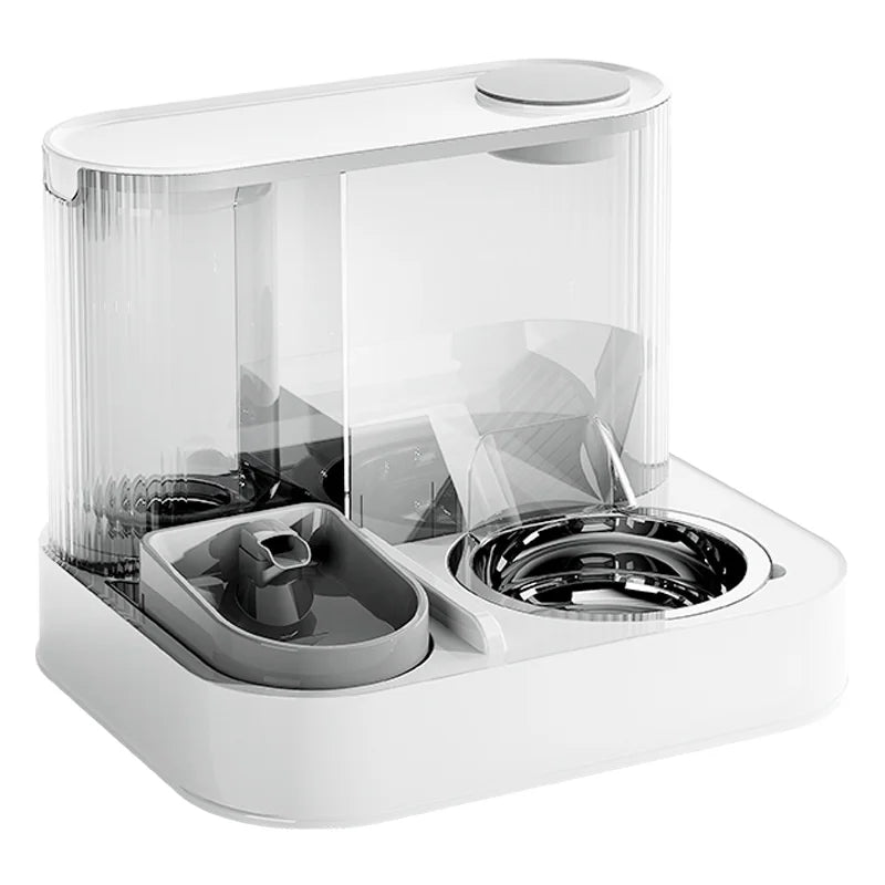 Two in One Automatic Pet Feeder and Water Dispenser with Dual Bowls for Cats and Small Dogs