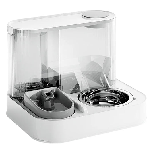 Two in One Automatic Pet Feeder and Water Dispenser with Dual Bowls for Cats and Small Dogs