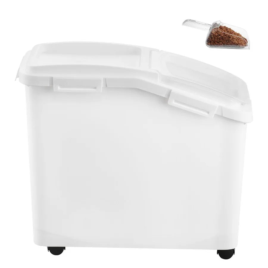 Large 11.4Gallon/50L Rice Storage Container for Kitchen Ingredients Grain Cereal Flour Pet Food Dispenser with Wheels Scoop Sca