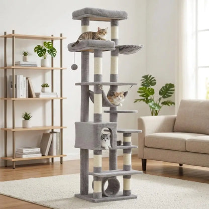 Cat Scratching Post Wear-Resistant Lint-Free Scratch-Resistant Pet Grooming Tool with Scratching Posts, Condo, Perches, Hammock & Tunnel Heavy Duty Cat Furniture for Indoor Cats