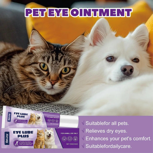 Dog Cat Eye Ointment Gel Dry Eyes Relief Moisturizer Soothing Gentle Care Balm Tear Stain Remover for Puppy Kitten Sensitive Area Daily Hygiene Treatment No Irritant Lightweight Non Sticky Portable 15g Safe Natural Effective