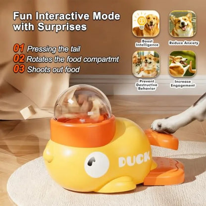 Interactive Dog Treat Dispenser Toy and Slow Feeder Dog Bowls - Duck-Shaped Puzzle Toy for Mental Stimulation, Adjustable Food