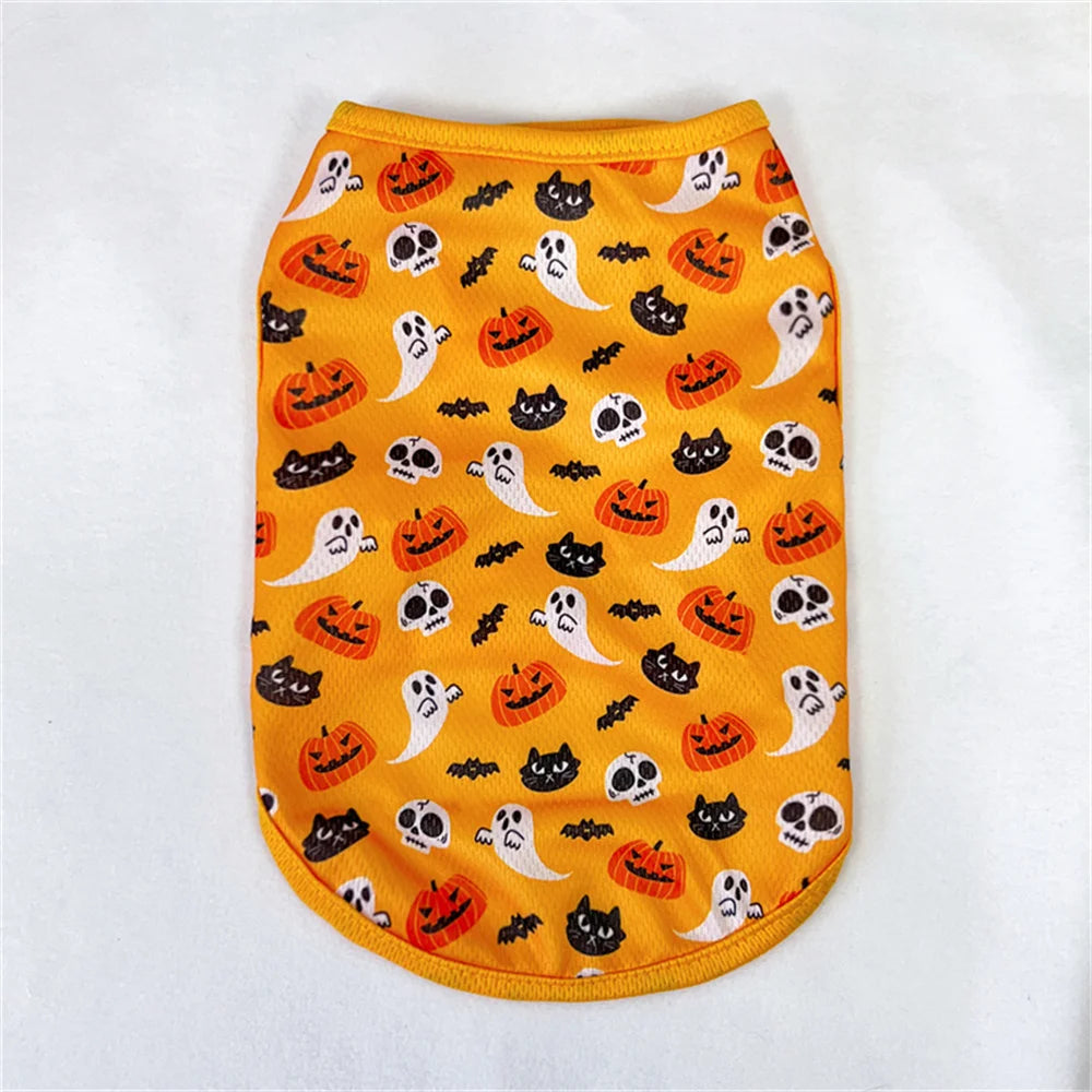 Halloween Puppy Cat Dog Vest Pumpkin Ghost Print Pet Clothes for Small Dogs Chiahuahua Pomeranian Vests mascotas Clothing Shirt