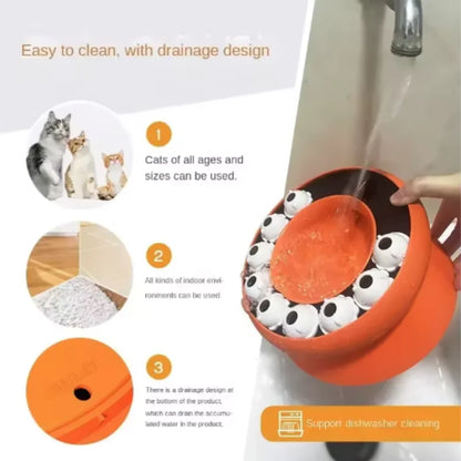 Interactive Cat Puzzle Feeder Toy Slow Feeder Bowl Treat Dispenser for Indoor Cats, Mental Stimulation Aid Digestion Enrichment Pet Game for Kitten