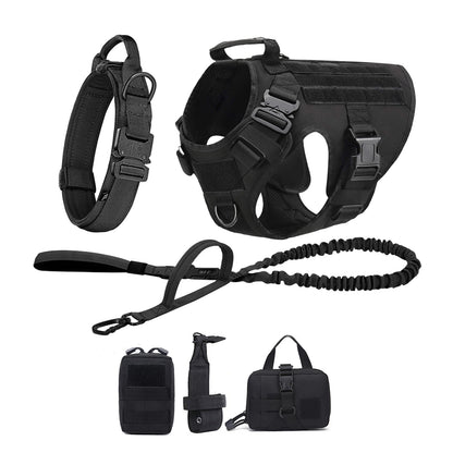 Tactical Dog Harness Collar Leash Molle Pouches For Medium Large Dogs Pet German Shepherd Training Walking Vest Dog Harnesses