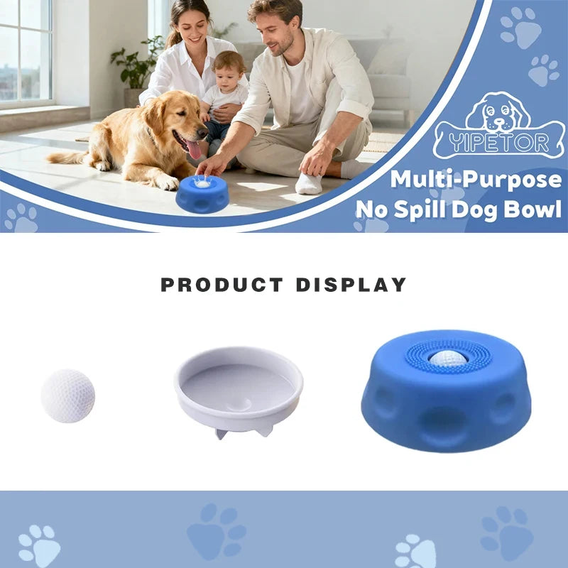 Silicone Slow Feeder Dog Lick Bowl with Interactive Rolling Ball, Anti‑Slip Anti‑Tip Pet Licking Feeder Bowl for Dogs & Cats, Perfect for Bone Broth Liquid Treats