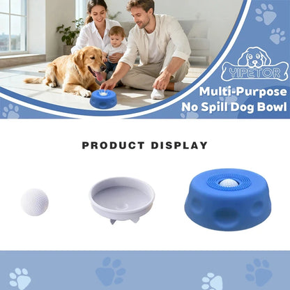 Silicone Slow Feeder Dog Lick Bowl with Interactive Rolling Ball, Anti‑Slip Anti‑Tip Pet Licking Feeder Bowl for Dogs & Cats, Perfect for Bone Broth Liquid Treats