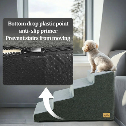 3/4/5 Steps High Density Foam Dog Stairs Ramps, for High Beds and Sofa, Non-Slip Pet Steps Sofa Bed Ladder, with Washable Cover