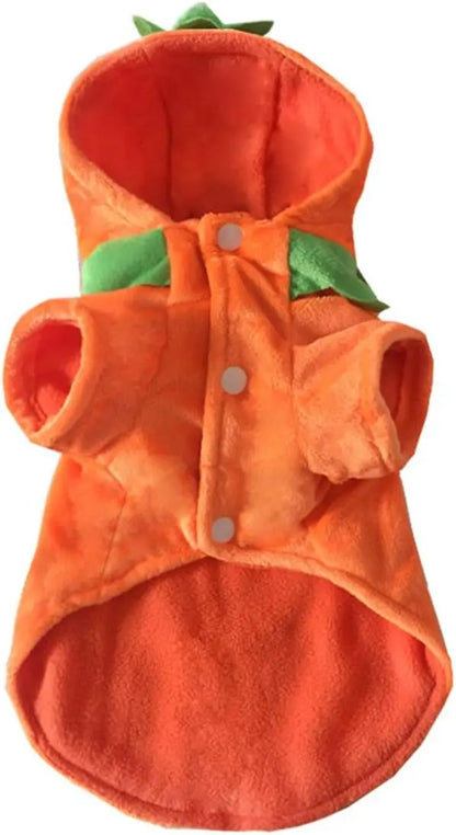 Dog Cat Halloween Pumpkin Costume,Pet Cosplay Costumes,Puppy Warm Outfits Fleece Hoodie Animal Autumn Winter Clothes (M Size) |   Fleece Hoodie Animal Autumn Winter Clothes (M Size)