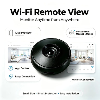 1080P HD Mini Security Camera Wireless WiFi Indoor Camera Magnetic Mount Night Vision Motion Detection Loop Recording Remote View for Home Baby Pet Office Surveillance