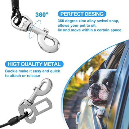 Dog Seat Belt Harness for Car, 2pcs Dog Seatbelt of Coated Wire Leash Safety Restraint, No Chew Tether Cable Vehicle Dogs Acces