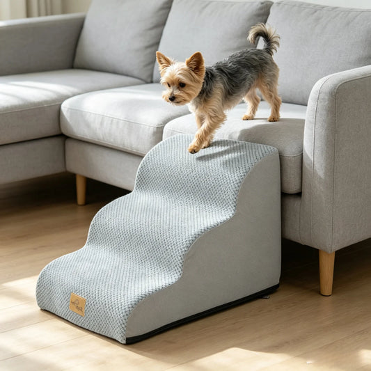3/4/5 Steps Dog Stairs for Small Dogs Curved Dog Step Pet Ramp with Removable Cover for Sofa Bed or Chair High-Density Sponge Foam
