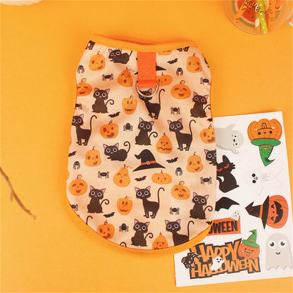 Halloween Puppy Cat Dog Vest Pumpkin Ghost Print Pet Clothes for Small Dogs Chiahuahua Pomeranian Vests mascotas Clothing Shirt