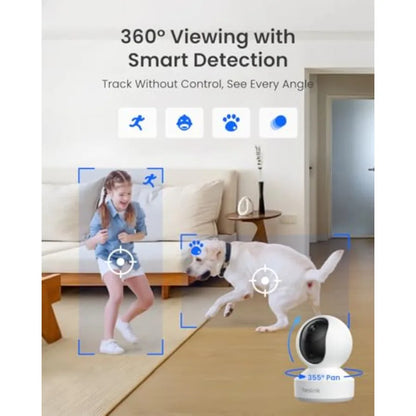 Indoor baby and pet monitoring camera with 3K PT Wi-Fi, E1 Pro series, black, 5MP night vision enhanced by F1.6 aperture, auto