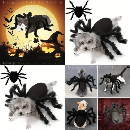 Pet Spider Costume Halloween Dress‑Up Outfit Cute Cosplay Clothes For Cats Small Medium Dogs Holiday Party Festival Wear